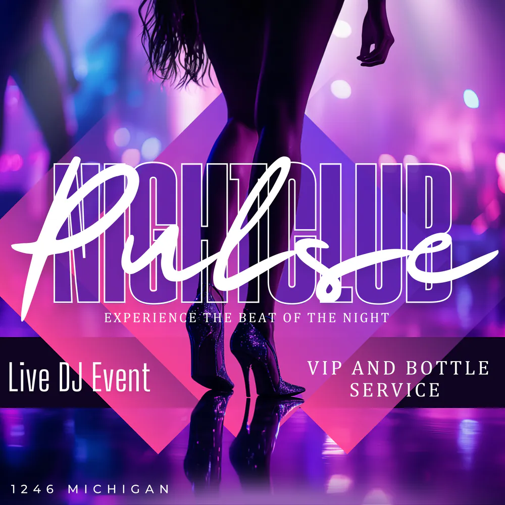 Purple Pulse nightclub live DJ event flyer