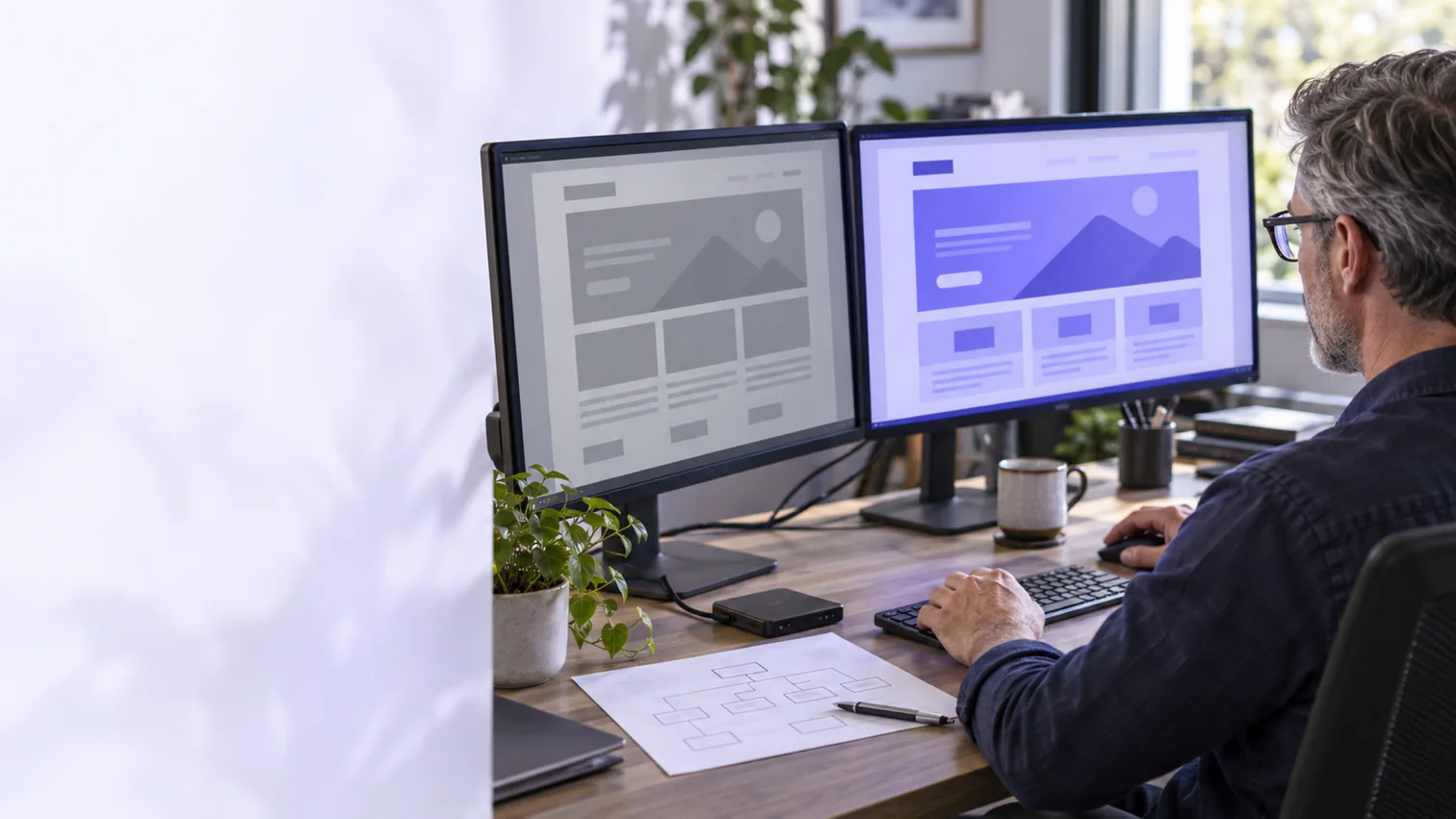 A web professional carefully moves an existing website into a new design.