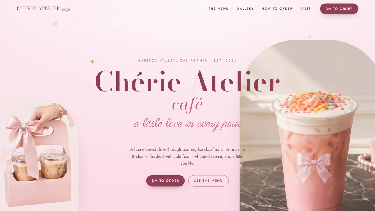 The Chérie Atelier Café homepage