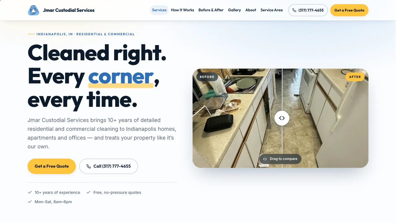 The Jmar Custodial Services homepage