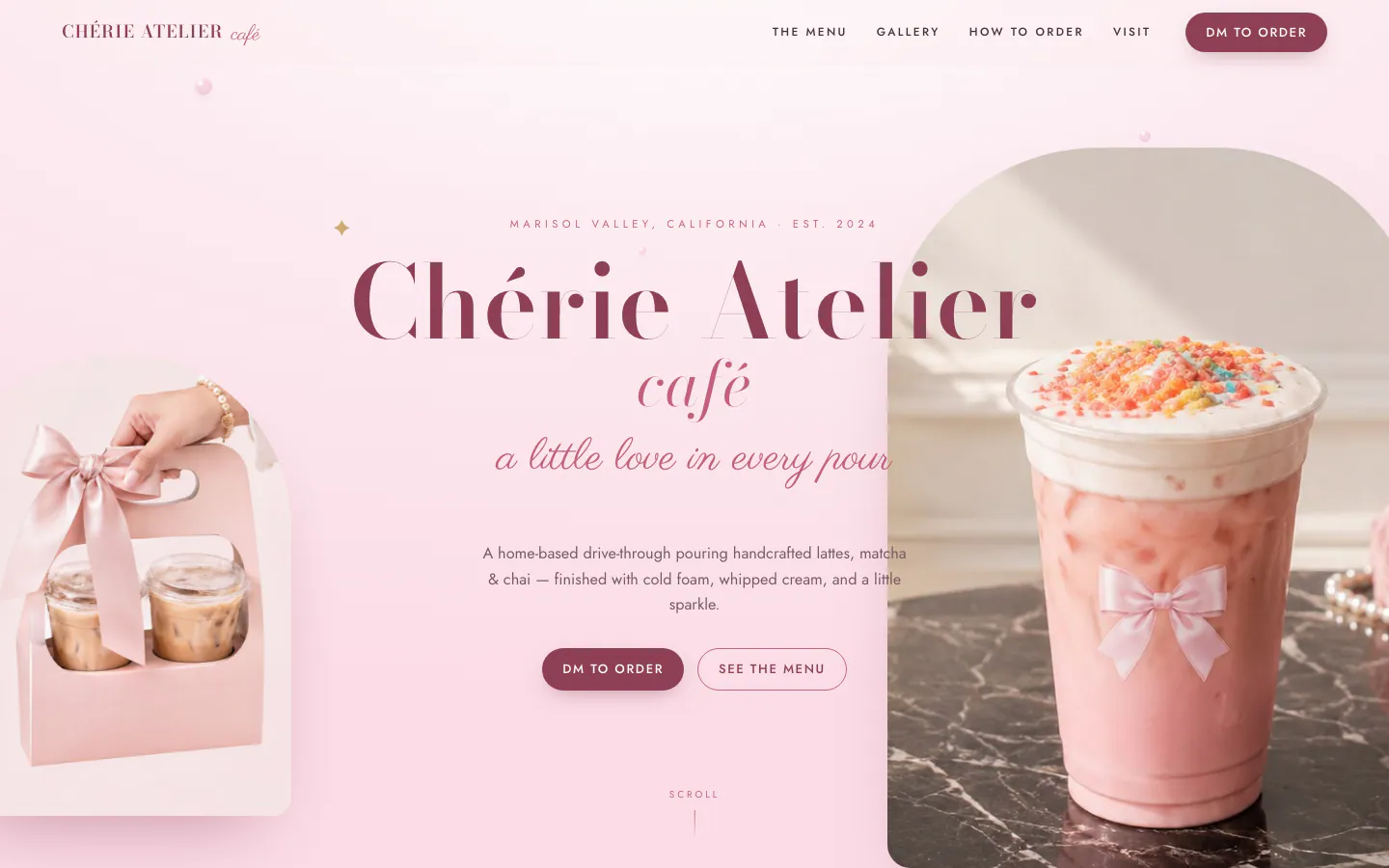 Chérie Atelier Café homepage on desktop
